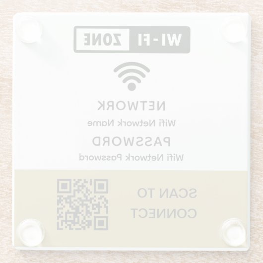 Eenvoudig elegant WiFi QR-codenetwerkwachtwoord Glazen Onderzetter (Achterkant)