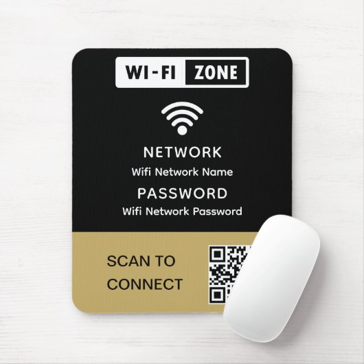 Eenvoudig elegant WiFi QR-codenetwerkwachtwoord Muismat (Met muis)