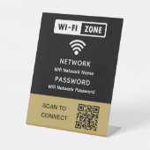 Eenvoudig elegant WiFi QR-codenetwerkwachtwoord Reclamebord Met Voetstuk (Voorkant)