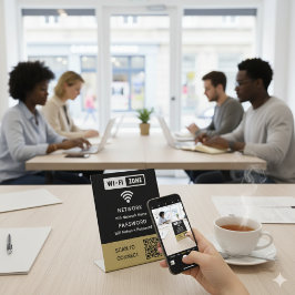 Eenvoudig elegant WiFi QR-codenetwerkwachtwoord Reclamebord Met Voetstuk