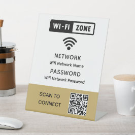 Eenvoudig elegant WiFi QR-codenetwerkwachtwoord Reclamebord Met Voetstuk