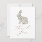 Eenvoudig Elegant Wildflower Rabbit Baby shower Bedankkaart (Voorkant)