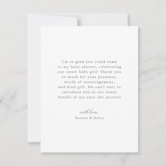 Eenvoudig Elegant Wildflower Rabbit Baby shower Bedankkaart (Achterkant)