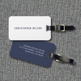 Eenvoudig Elegant Wit Blauw Bagagelabel