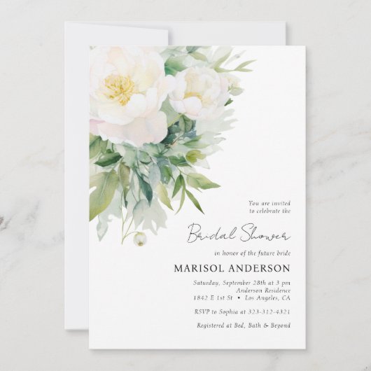 Eenvoudig Elegant Wit Bloemen Vrijgezellenfeest Kaart (Voorkant)