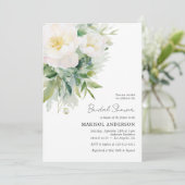 Eenvoudig Elegant Wit Bloemen Vrijgezellenfeest Kaart (Staand voorkant)