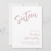 Eenvoudig Elegant Wit Blush Sweet 16 Script Kaart (Voorkant)