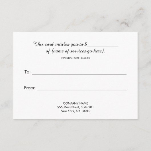 Eenvoudig Elegant Wit Bokeh Cadeaubon (Achterkant)