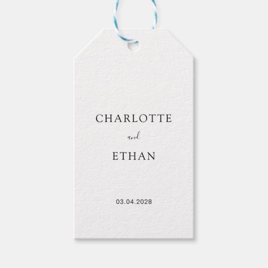 Eenvoudig, elegant, wit, bruiloft cadeaulabel (Voorkant)