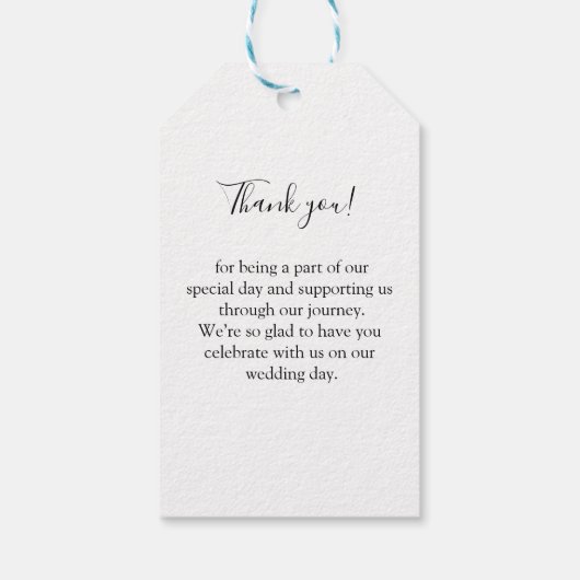 Eenvoudig, elegant, wit, bruiloft cadeaulabel (Achterkant)