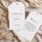 Eenvoudig, elegant, wit, bruiloft cadeaulabel
