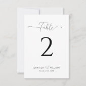 Eenvoudig Elegant wit bruiloft Tafelnummer (Voorkant)
