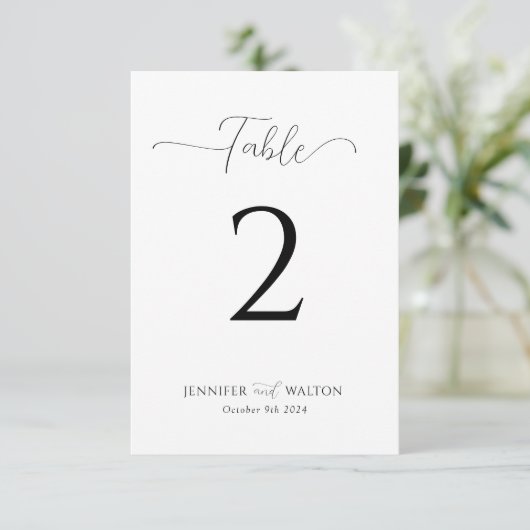 Eenvoudig Elegant wit bruiloft Tafelnummer (Staand voorkant)