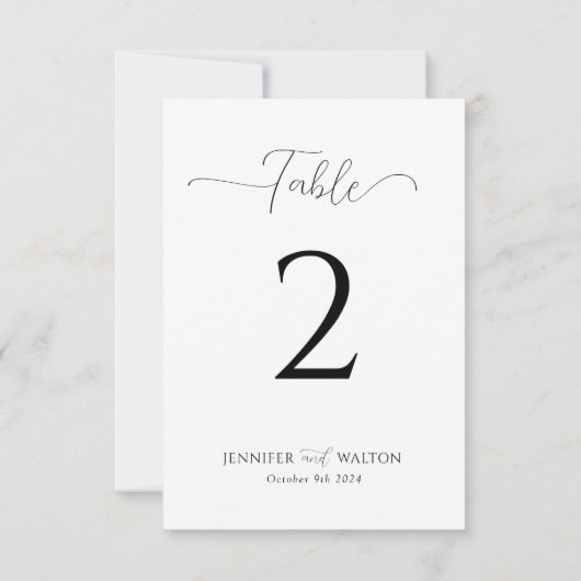 Eenvoudig Elegant wit bruiloft Tafelnummer (Achterkant)