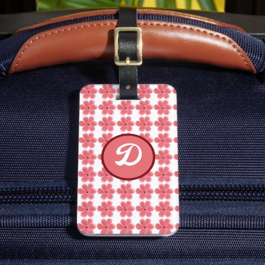 Eenvoudig elegant wit bruin monogram gepersonalise bagagelabel (Voorkant Insitu 2)