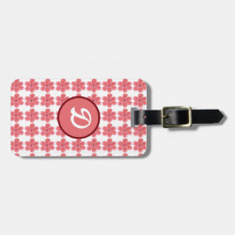 Eenvoudig elegant wit bruin monogram gepersonalise bagagelabel