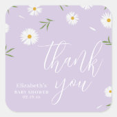 Eenvoudig Elegant Wit Daisies Baby shower dank u Vierkante Sticker (Voorkant)