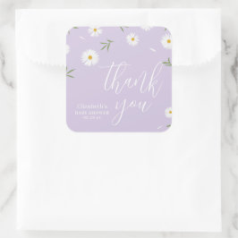 Eenvoudig Elegant Wit Daisies Baby shower dank u Vierkante Sticker