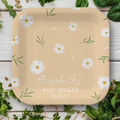 Eenvoudig Elegant Wit Daisies Baby shower Papieren Bordje