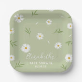 Eenvoudig Elegant Wit Daisies Baby shower Papieren Bordje (Voorkant)