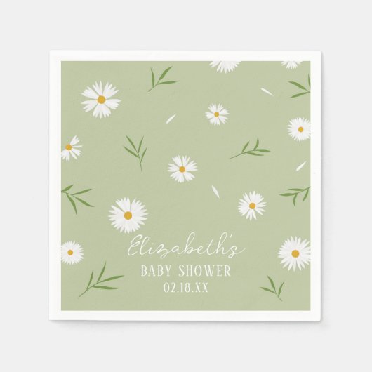Eenvoudig Elegant Wit Daisies Baby shower Servet (Voorkant)