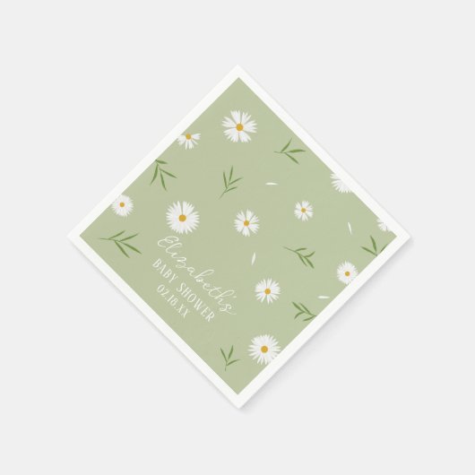 Eenvoudig Elegant Wit Daisies Baby shower Servet (Hoek)