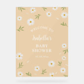 Eenvoudig Elegant Wit Daisies Baby shower Welkom Acryl Bord (Voorkant)
