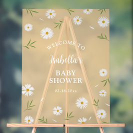 Eenvoudig Elegant Wit Daisies Baby shower Welkom Acryl Bord