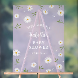 Eenvoudig Elegant Wit Daisies Baby shower Welkom Acryl Bord