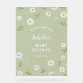 Eenvoudig Elegant Wit Daisies Baby shower Welkom Acryl Bord (Voorkant)