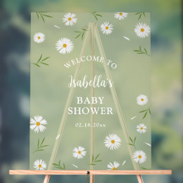 Eenvoudig Elegant Wit Daisies Baby shower Welkom Acryl Bord