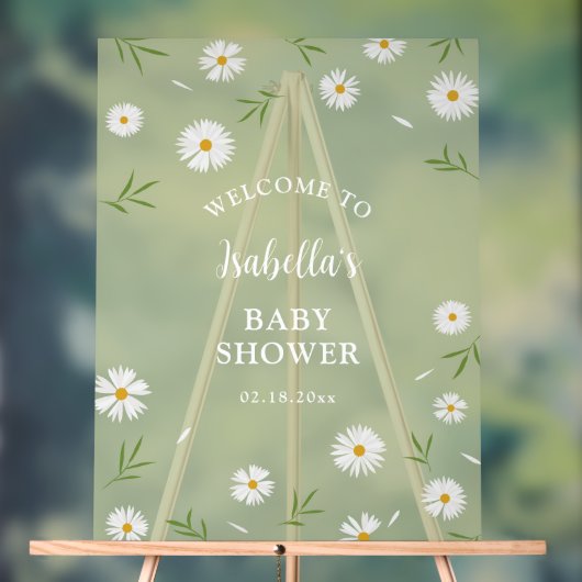 Eenvoudig Elegant Wit Daisies Baby shower Welkom Acryl Bord (Neutraal)