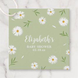 Eenvoudig Elegant Wit Daisies Groen Baby shower Bedankjes Labels