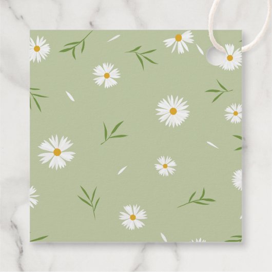 Eenvoudig Elegant Wit Daisies Groen Baby shower Bedankjes Labels (Achterkant)