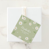 Eenvoudig Elegant Wit Daisies Groen Baby shower Bedankjes Labels (In situ)