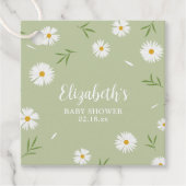 Eenvoudig Elegant Wit Daisies Groen Baby shower Bedankjes Labels (Voorkant)