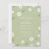 Eenvoudig Elegant Wit Daisies Groen Baby shower Kaart (Voorkant)