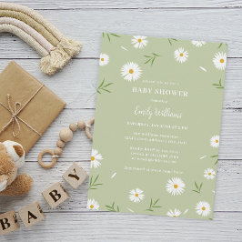 Eenvoudig Elegant Wit Daisies Groen Baby shower Kaart