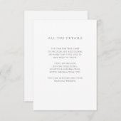 Eenvoudig Elegant Wit | Details bruiloft gast Informatiekaartje (Voorkant / Achterkant)