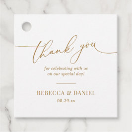 Eenvoudig Elegant Wit en Gouden Script Bedankt Bedankjes Labels