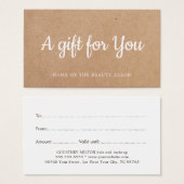 Eenvoudig elegant wit gedrukt Kraft Beauty Salon Visitekaartje (Voorkant /achterkant)