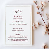 Eenvoudig elegant wit goud bordeaux Wedding Menu