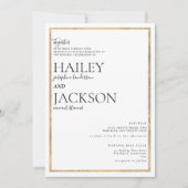 Eenvoudig elegant wit goud minimalistisch huwelijk kaart (Voorkant)