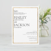 Eenvoudig elegant wit goud minimalistisch huwelijk kaart (Staand voorkant)