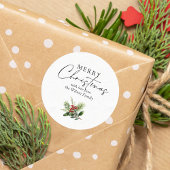 Eenvoudig Elegant Wit Kerstgroen Ronde Sticker