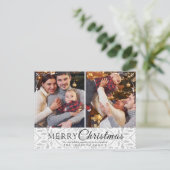 Eenvoudig Elegant Wit Lijst 2 Foto Kerst Feestdagenkaart (Staand voorkant)
