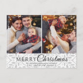Eenvoudig Elegant Wit Lijst 2 Foto Kerst Feestdagenkaart (Voorkant)