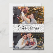 Eenvoudig Elegant Wit Lijst 2 Foto Kerst Feestdagenkaart (Voorkant)