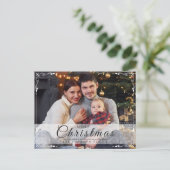 Eenvoudig Elegant Wit Lijst Foto Kerstmis Feestdagenkaart (Staand voorkant)