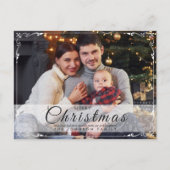 Eenvoudig Elegant Wit Lijst Foto Kerstmis Feestdagenkaart (Voorkant)